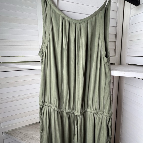 Maurices Green Wide Leg Jumpsuit M‎ Rayon Sleeveless Tie Waist Pockets - Picture 2 of 9
